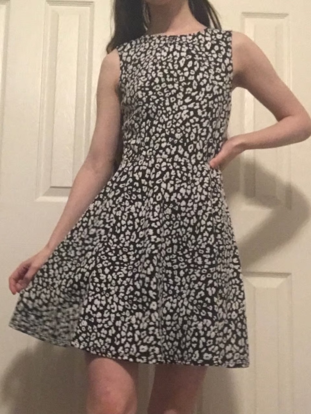 Y2K cheetah black and white leopard mini dress  - fits like a womens small - in